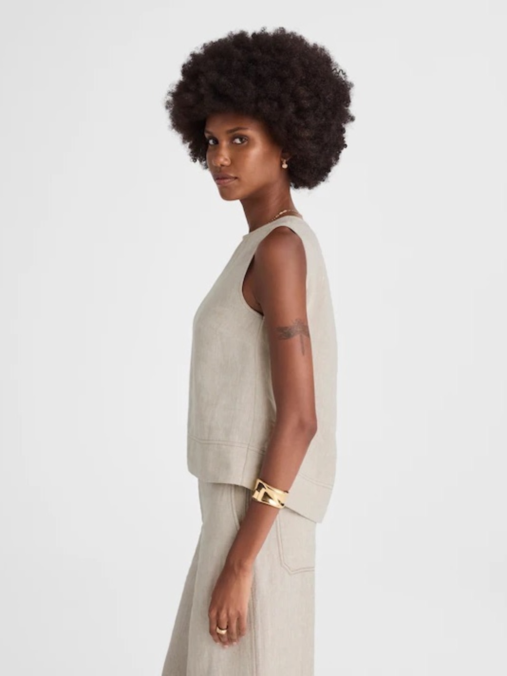 Madewell Linen Pleated Shell Top - Picture 8 of 9